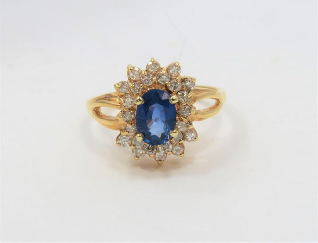 14K Yellow Gold Sapphire and Diamond Floral Ring (1 of 4)