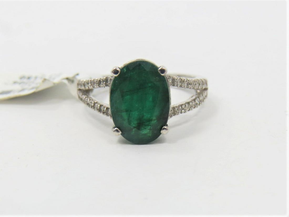 14K White Gold, Emerald and Diamond Ring (1 of 5)