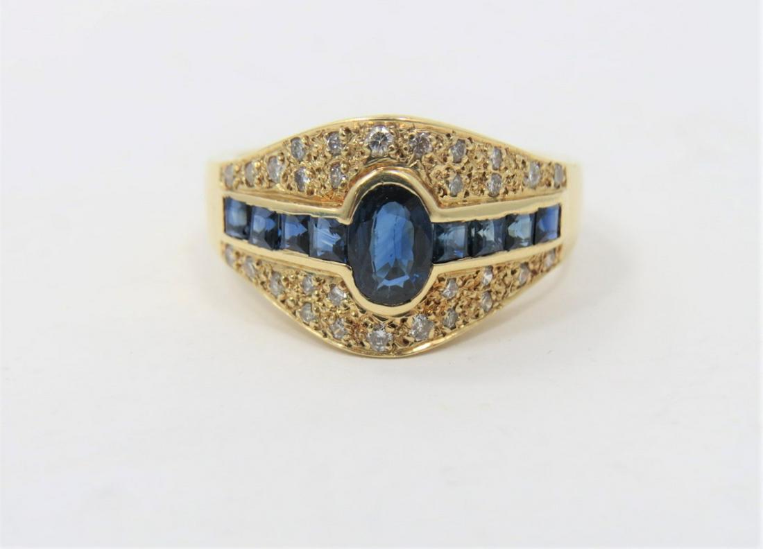 14K Yellow Gold Sapphire Diamond Ring (1 of 3)