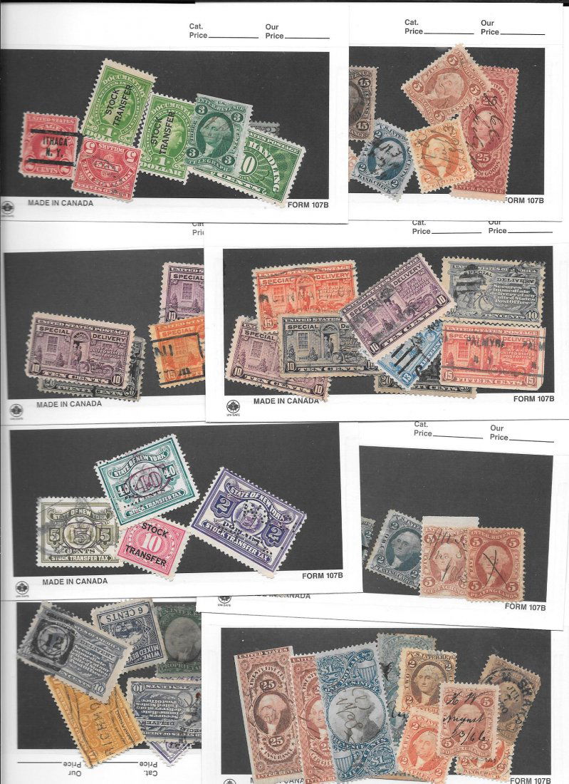 100 early US Revenue, Parcel Post Stamps (1 of 2)