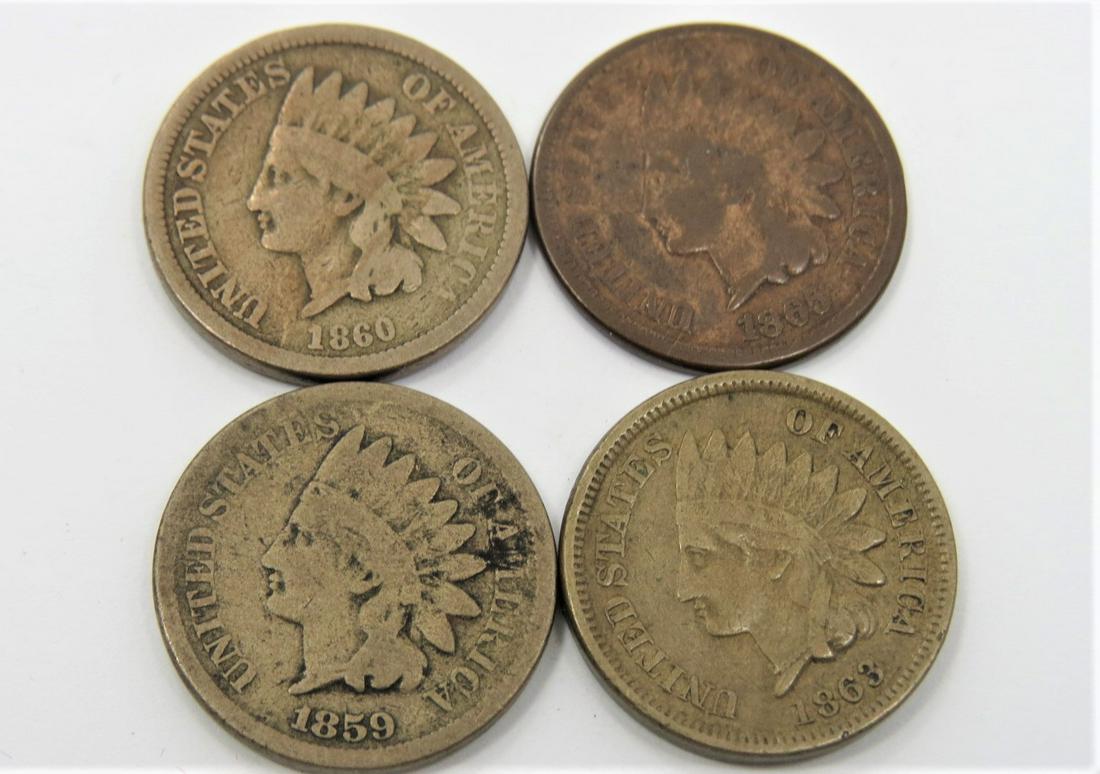1859,60,62,65 Indian Cents Four coins (1 of 2)