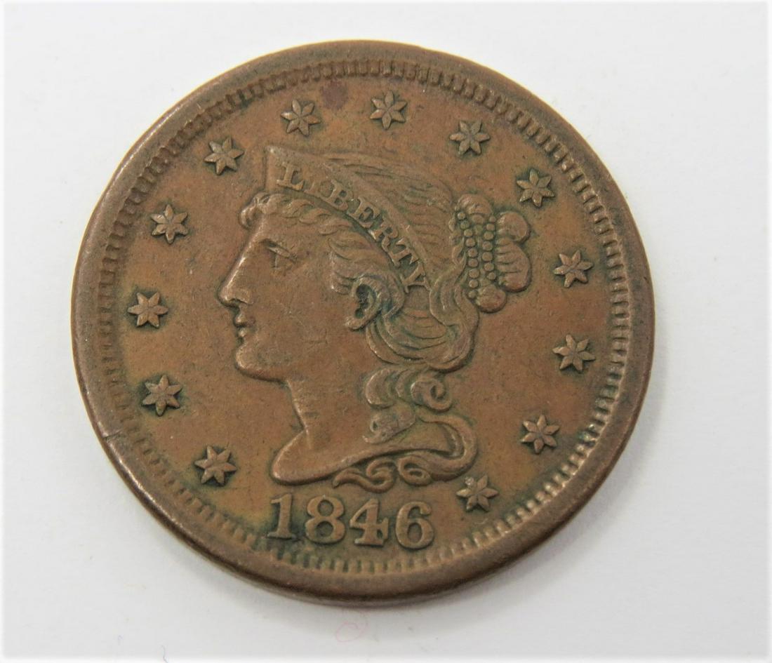 1846 Braided Hair LARGE CENT Choice XF (1 of 2)