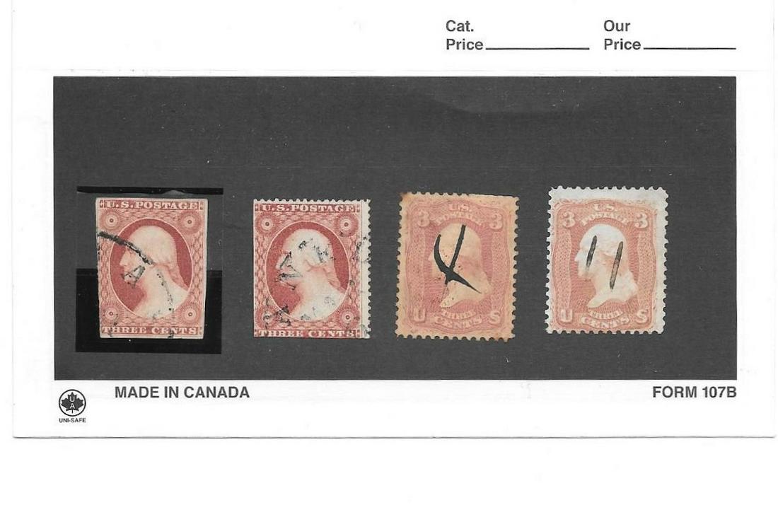 Four Early Washington 3 Cent Stamps (1 of 1)