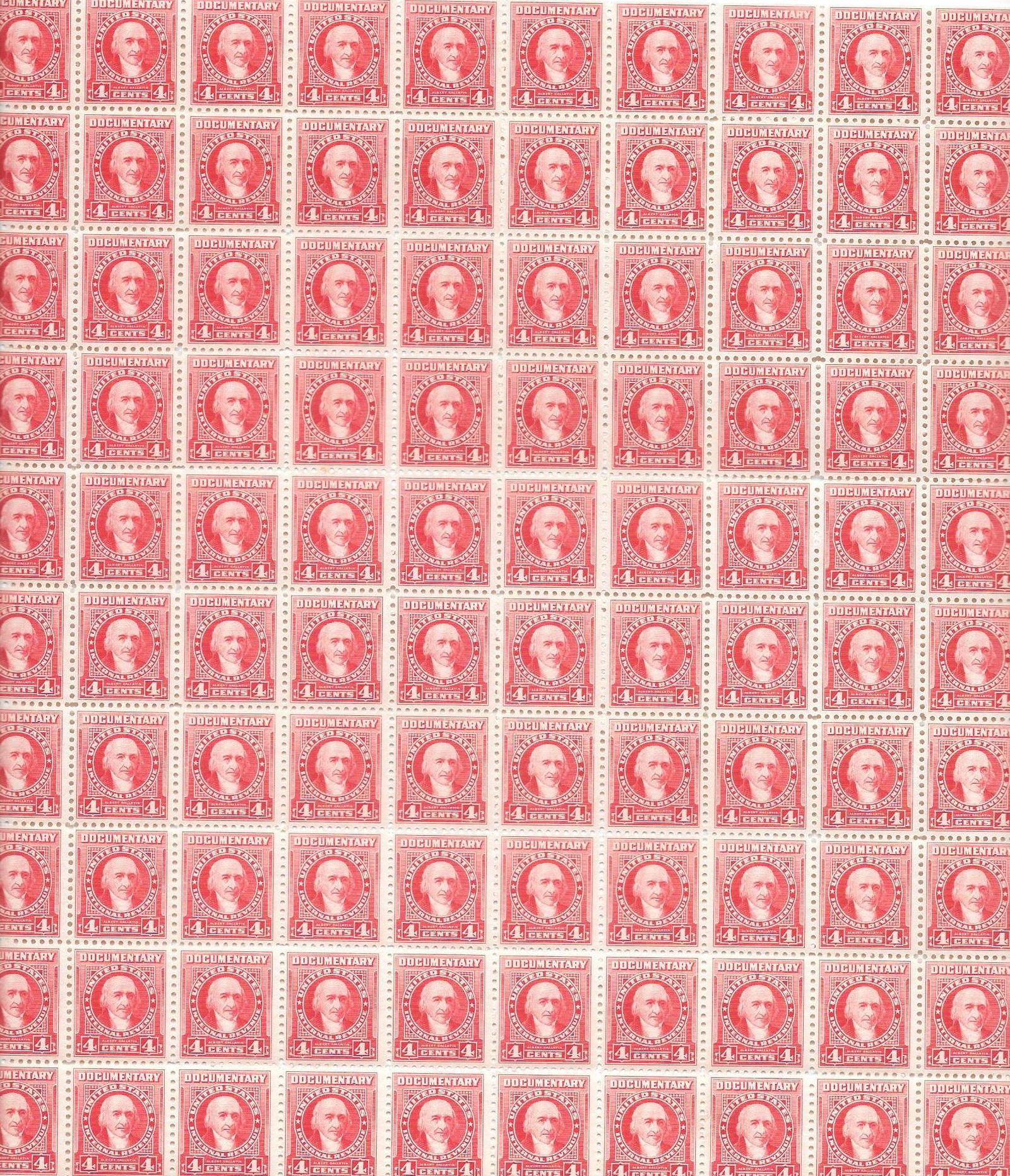 US SC# R657 4 Cent Documentary Full Sheet OGNH (1 of 1)