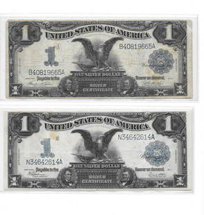 Two 1899 Black Eagle Silver Certificates VF-XF: A pair of 1899 Black Eagle Silver Certificates VF-XF. Both notes are very nice with great color and only minor creasing. NICE!