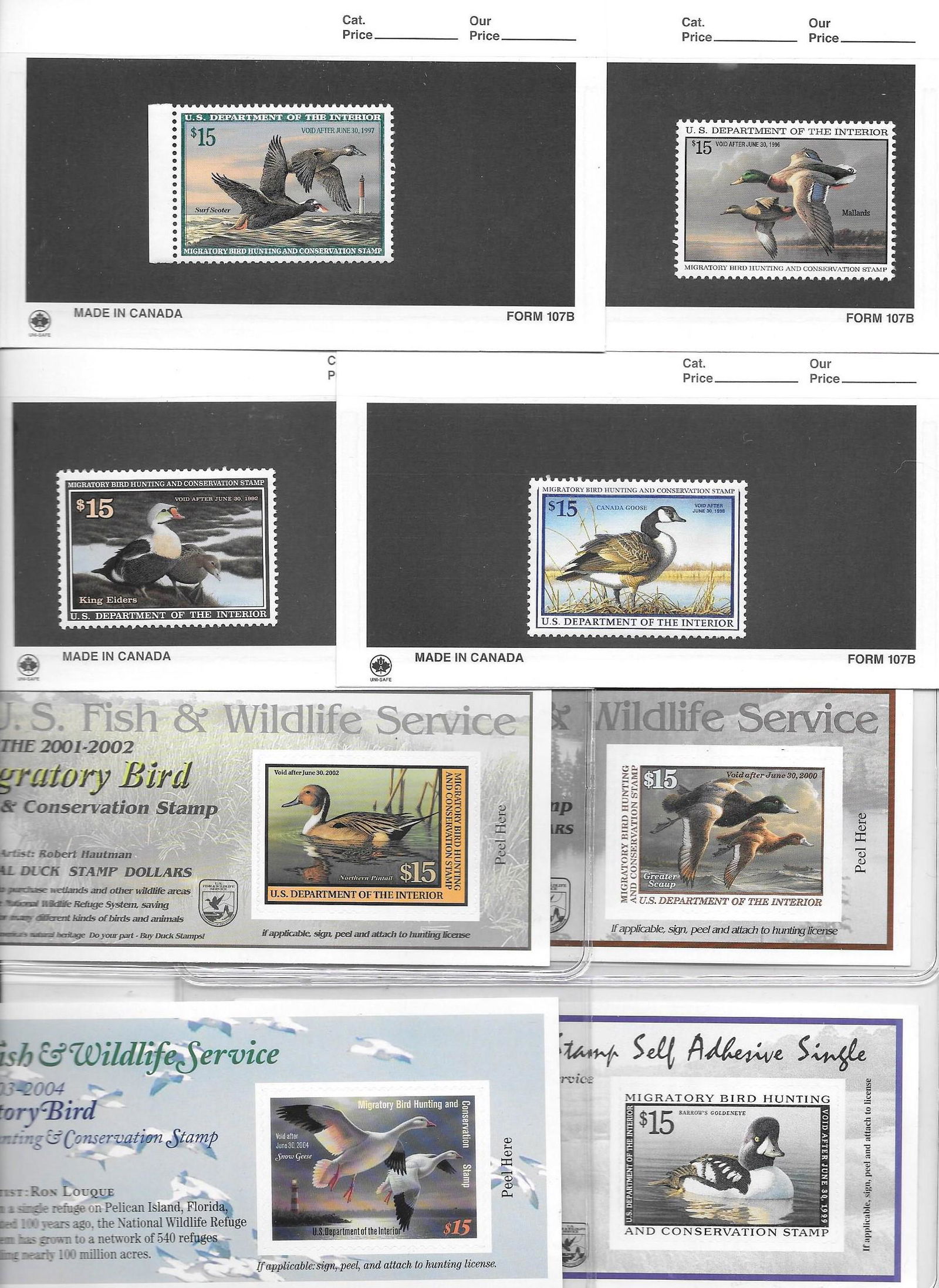 8 US Federal Duck Stamps SC#RW NHOG See List (1 of 2)