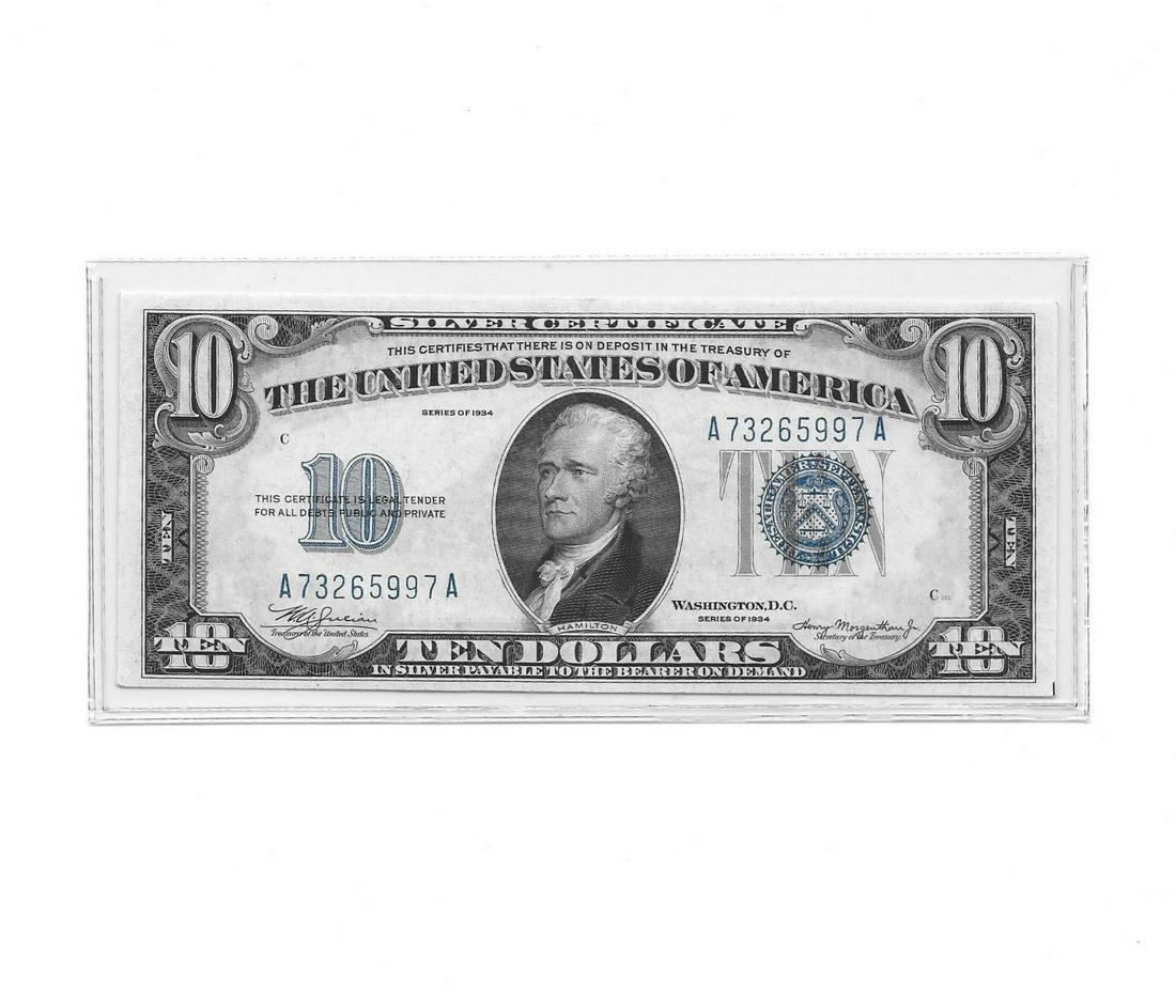 1934 $10 Silver Certificate Choice Uncirculated (1 of 2)
