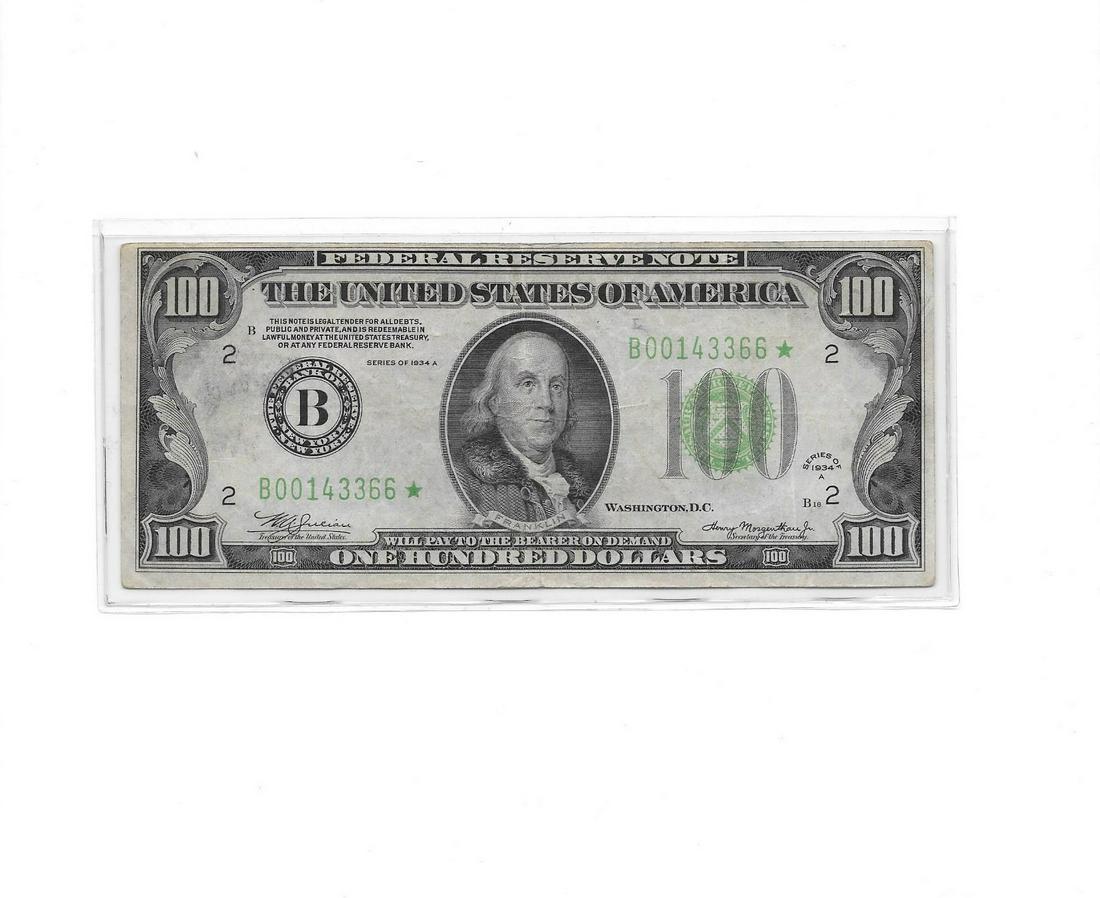 1934 A $100.00 FRN Star Note Bank of NY XF+ (1 of 2)
