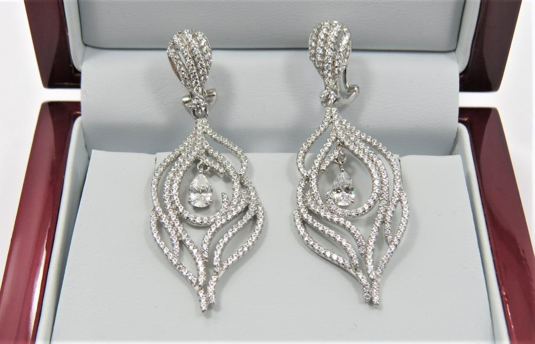Sterling Silver Platinum Plated Drop Earrings (1 of 4)