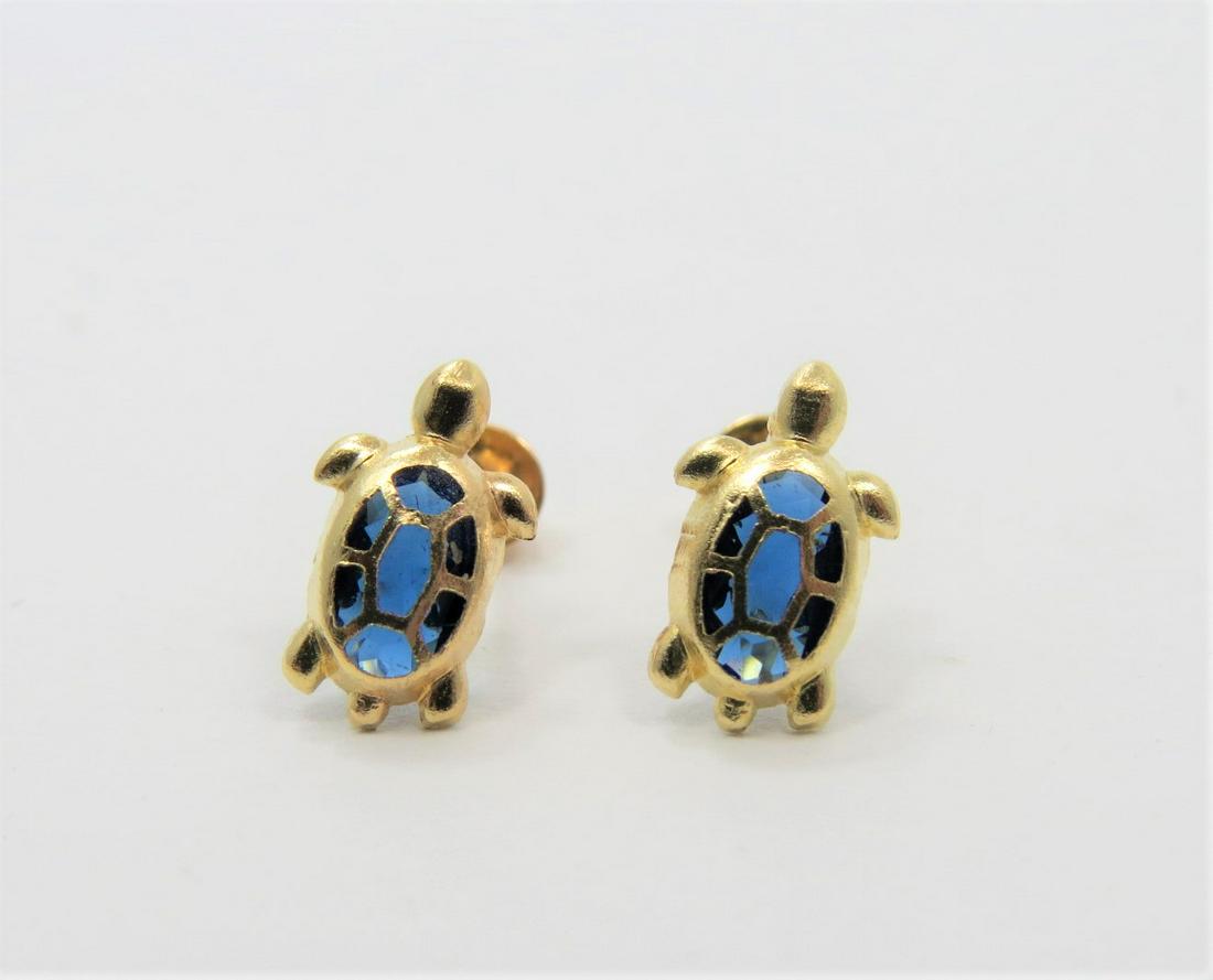 14K Yellow Gold Turtle Earrings (1 of 2)