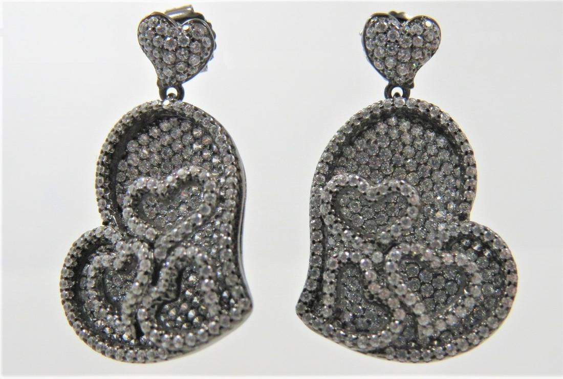 Sterling Silver Multi-Heart Drop Earrings (1 of 2)