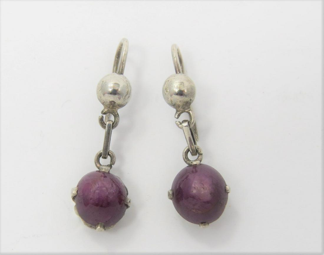 Sterling Silver and Star Ruby Estate Earrings (1 of 1)