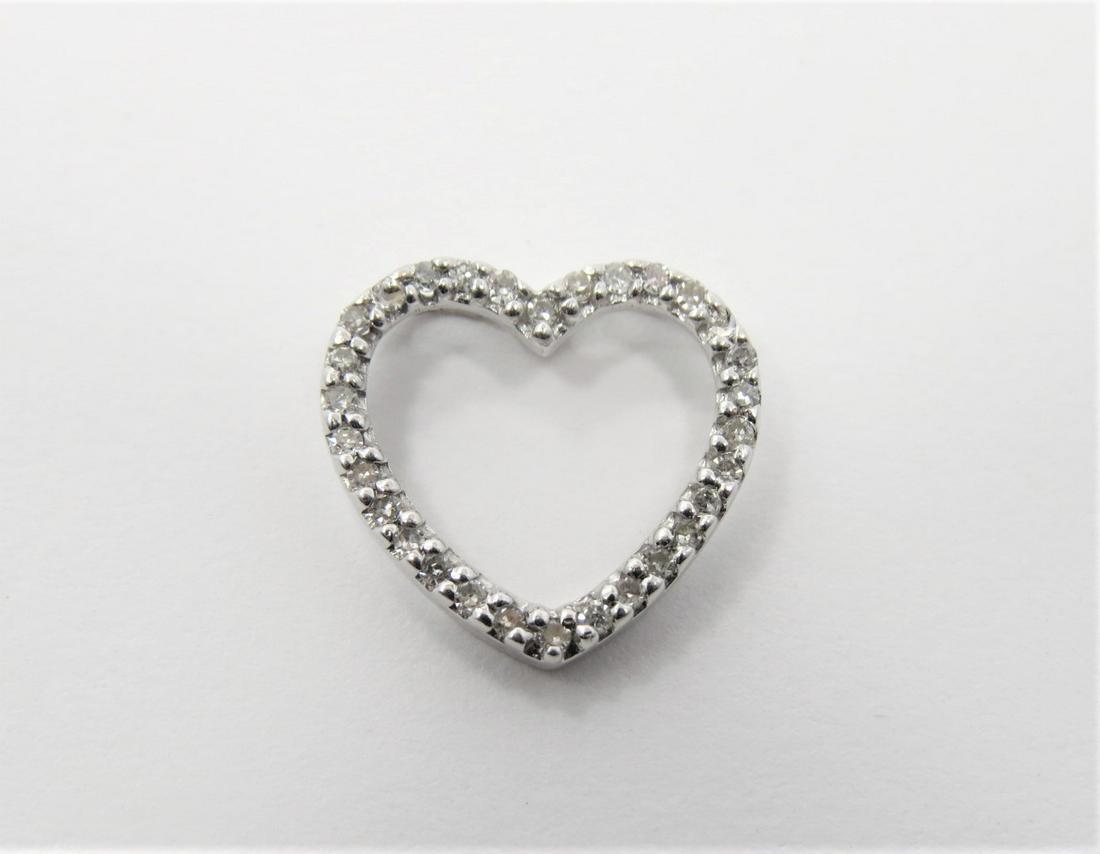 14k White Gold and Diamond Heart Pendant (1 of 2)