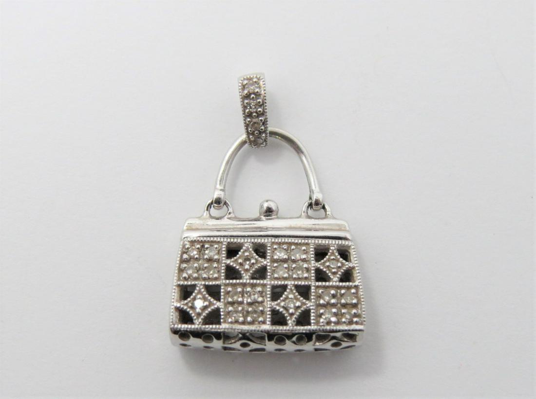 14k White Gold and Diamond Purse Pendant (1 of 2)