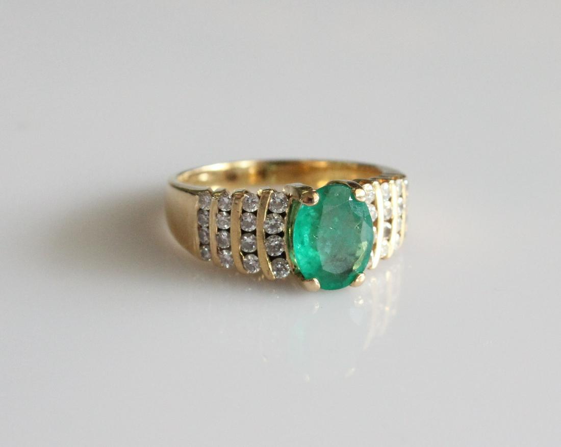 18K Yellow Gold Emerald and Diamond Ring (1 of 2)