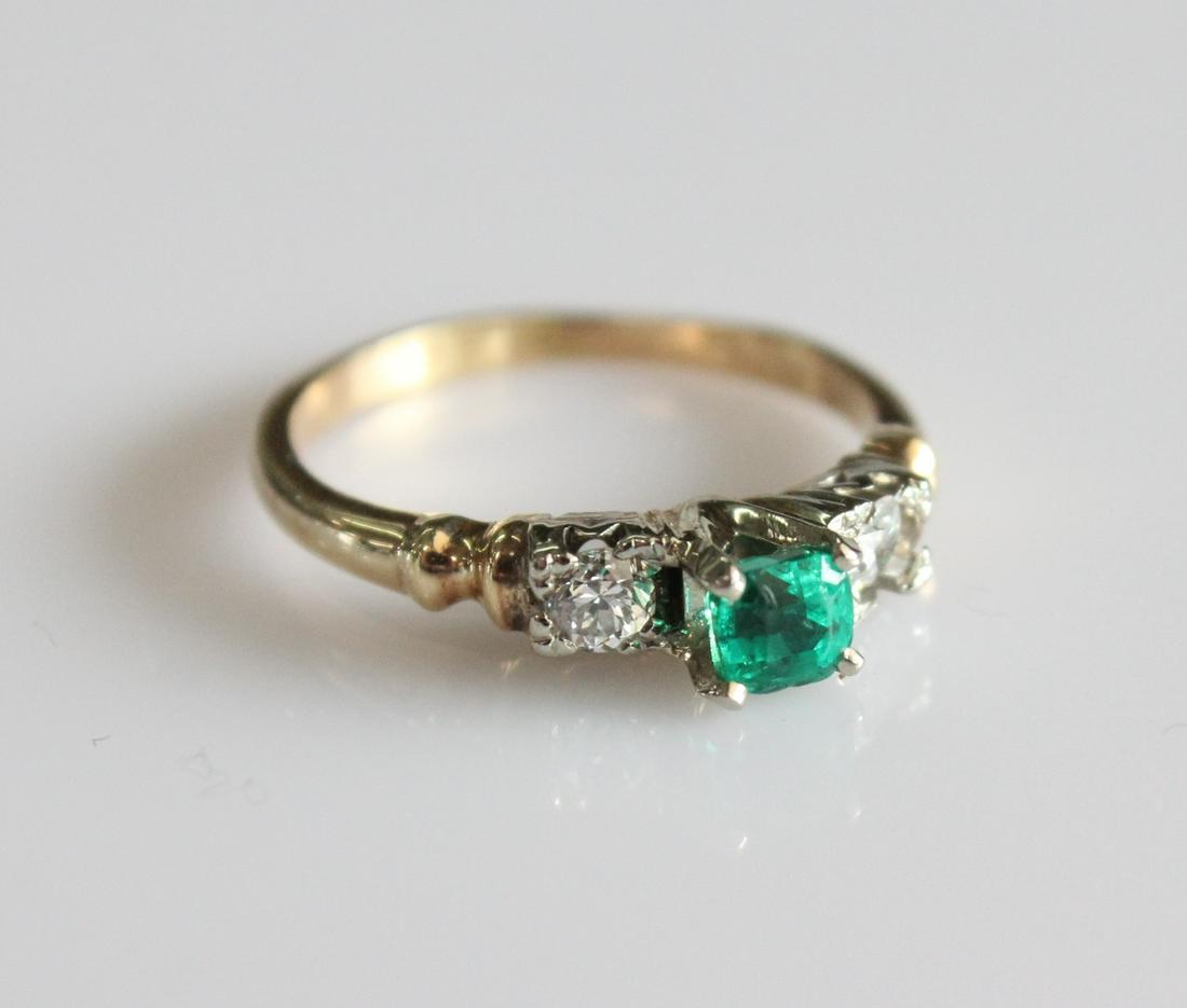 14K Yellow Gold Emerald and Diamond Ring (1 of 2)