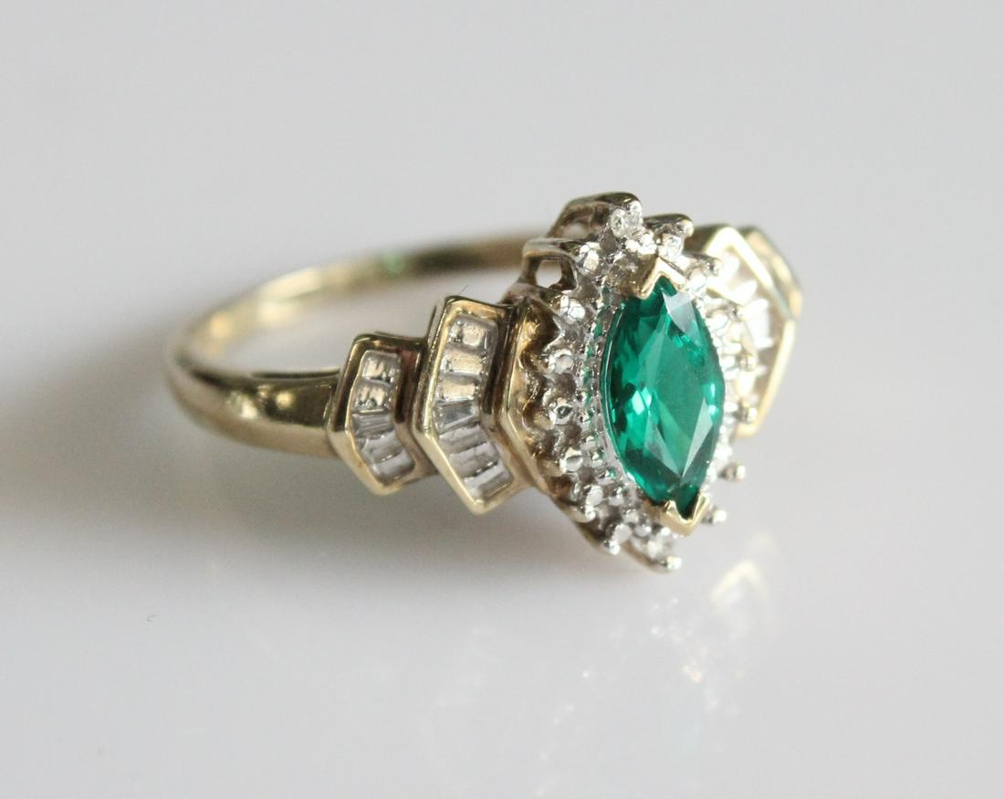 10K Yellow Gold Emerald and Diamond Ring (1 of 2)
