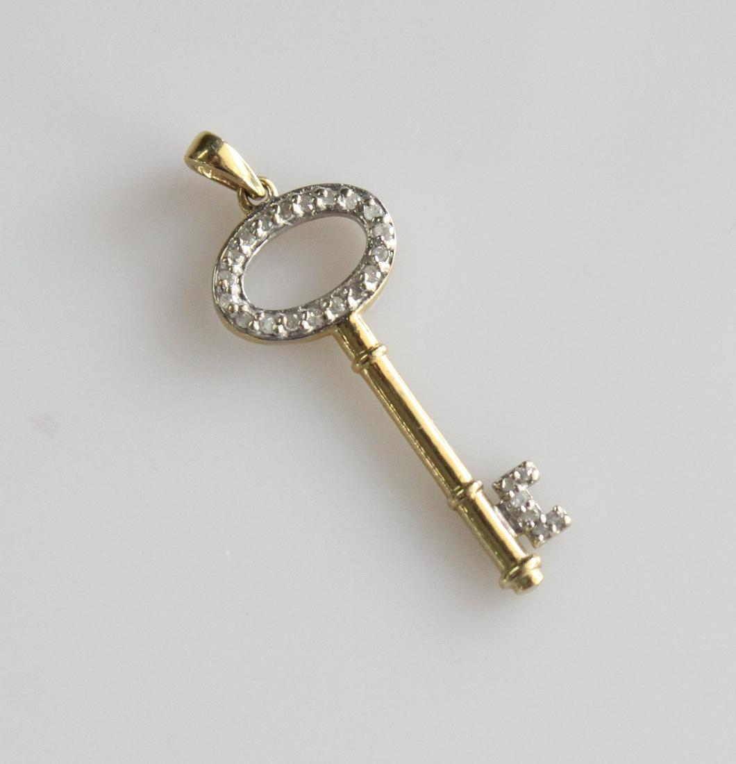 10K Yellow Gold and Diamond Key Pendant (1 of 2)