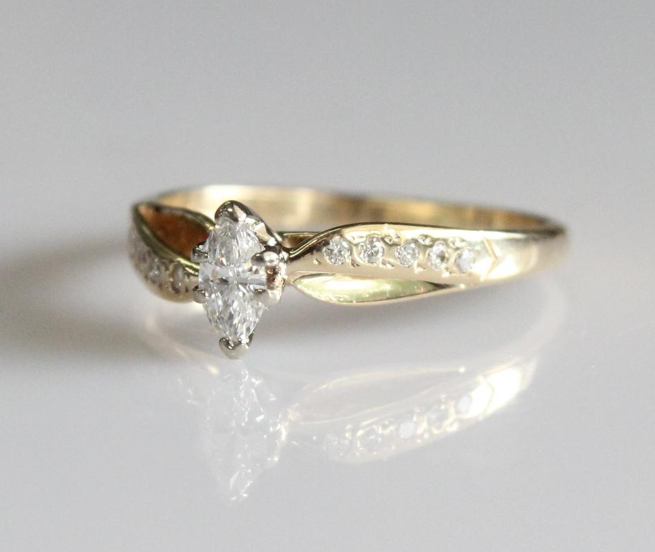14K Yellow Gold Marquis Diamond Ring (1 of 2)