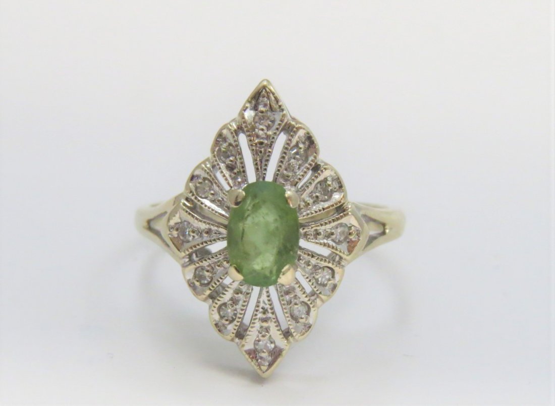 14K White Gold Peridot and Diamond Ring (1 of 2)