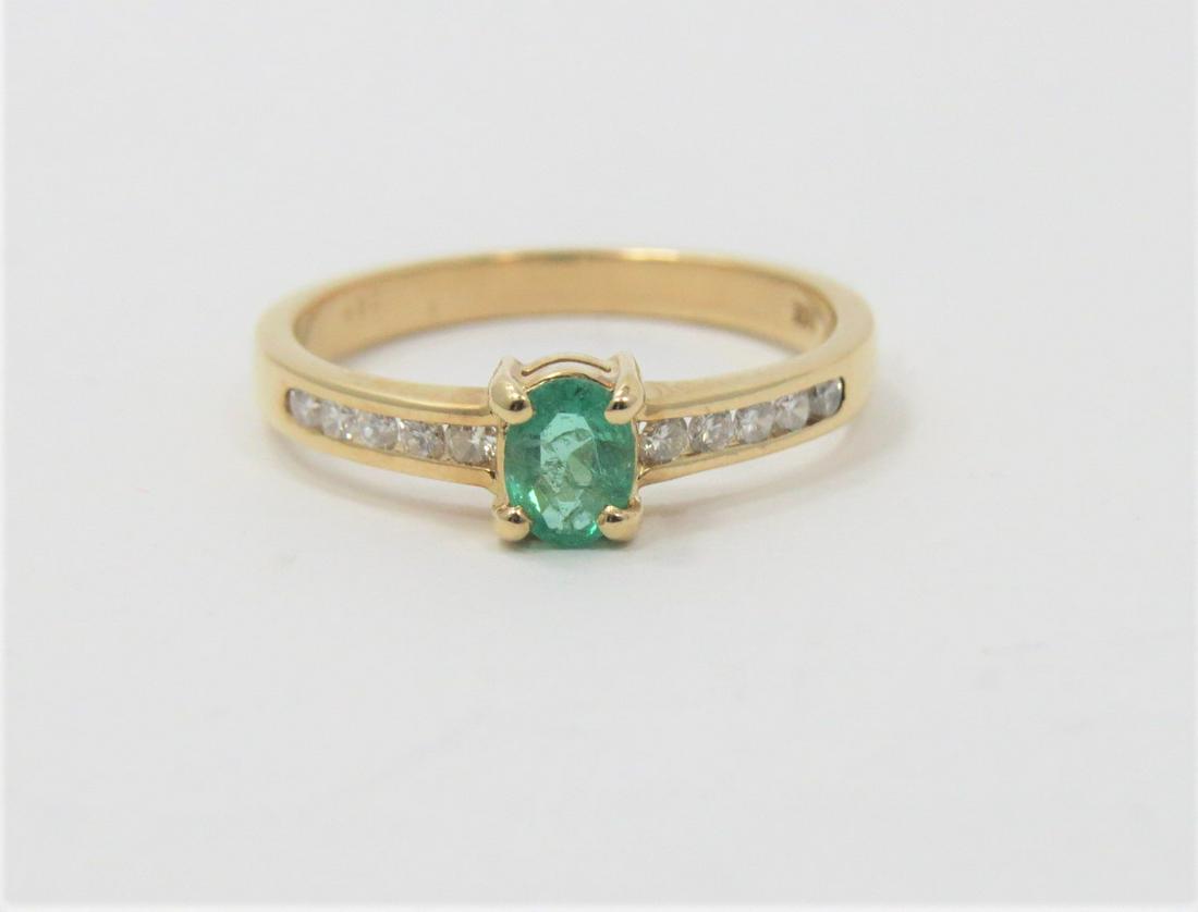 14K Yellow Gold Emerald and Diamond Ring (1 of 2)