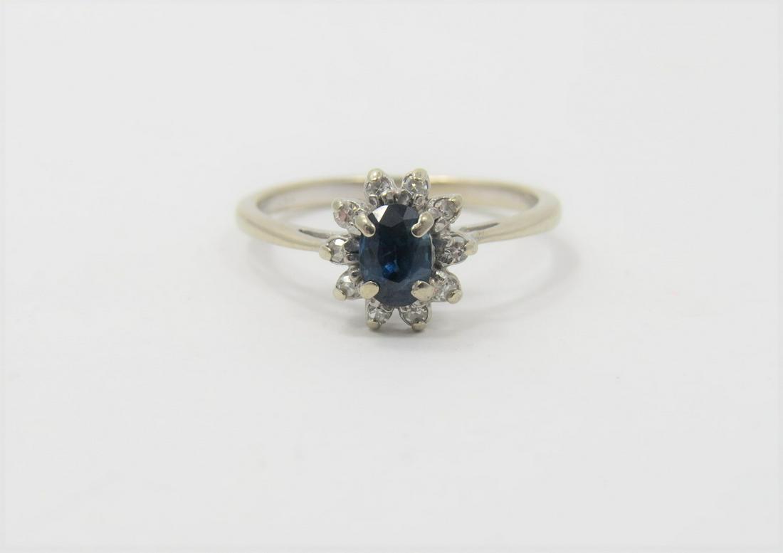 14K White Gold Sapphire and Diamond Floral Ring (1 of 2)