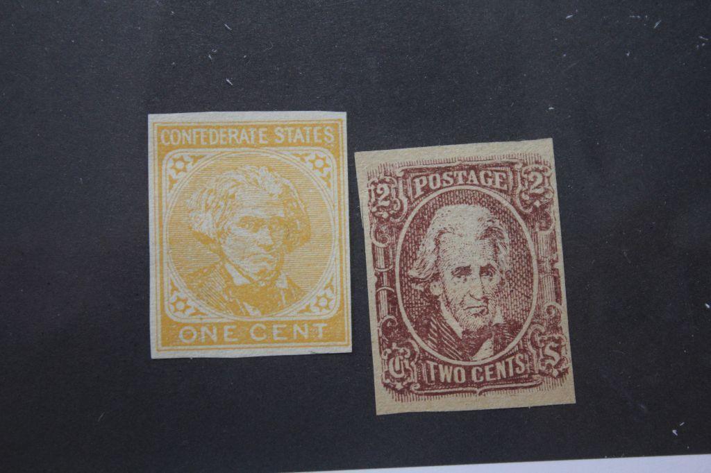 CSA Stamps #8 and #14 Unused: A pair of better Confederate Stamps. CSA #8 Jackson and #14 Calhoun, Unused, hinged. A nice addition to any collection!