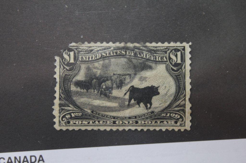 SC 292 Cattle in the Storm 1898 Trans-MS: A SC# 292 "Cattle in the Storm" 1898 Trans-Mississippi . This is one of the most popular and lowest mintage stamps ever issued with a mintage of 56,900. A very nice filler.