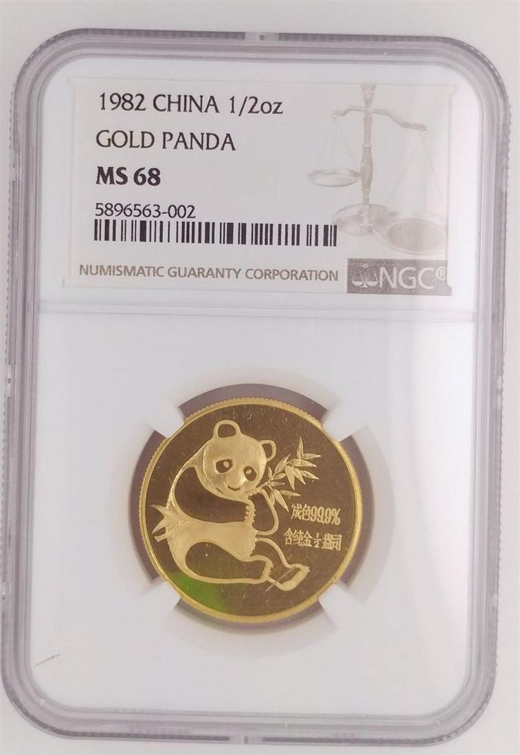 1982 China 1/2 oz Panda First Year NGC MS68 (1 of 2)