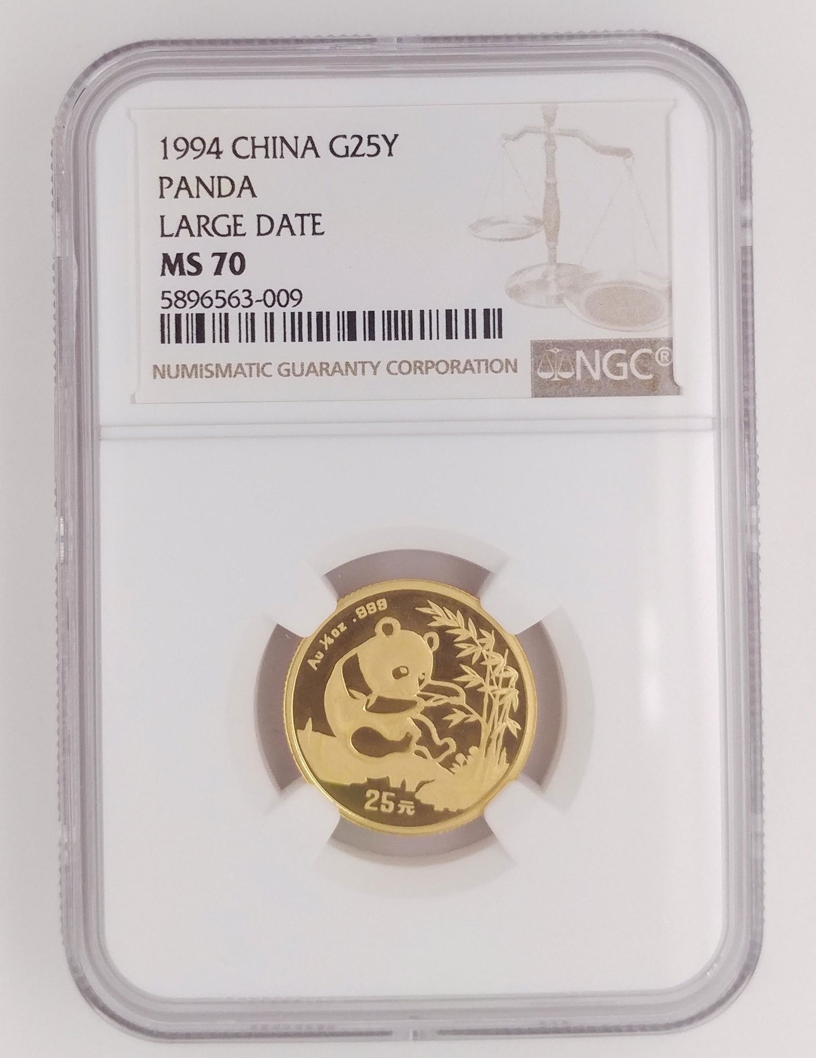 1994 G25Y Large Date 1/4 Ounce Gold Panda NGC MS70 (1 of 2)
