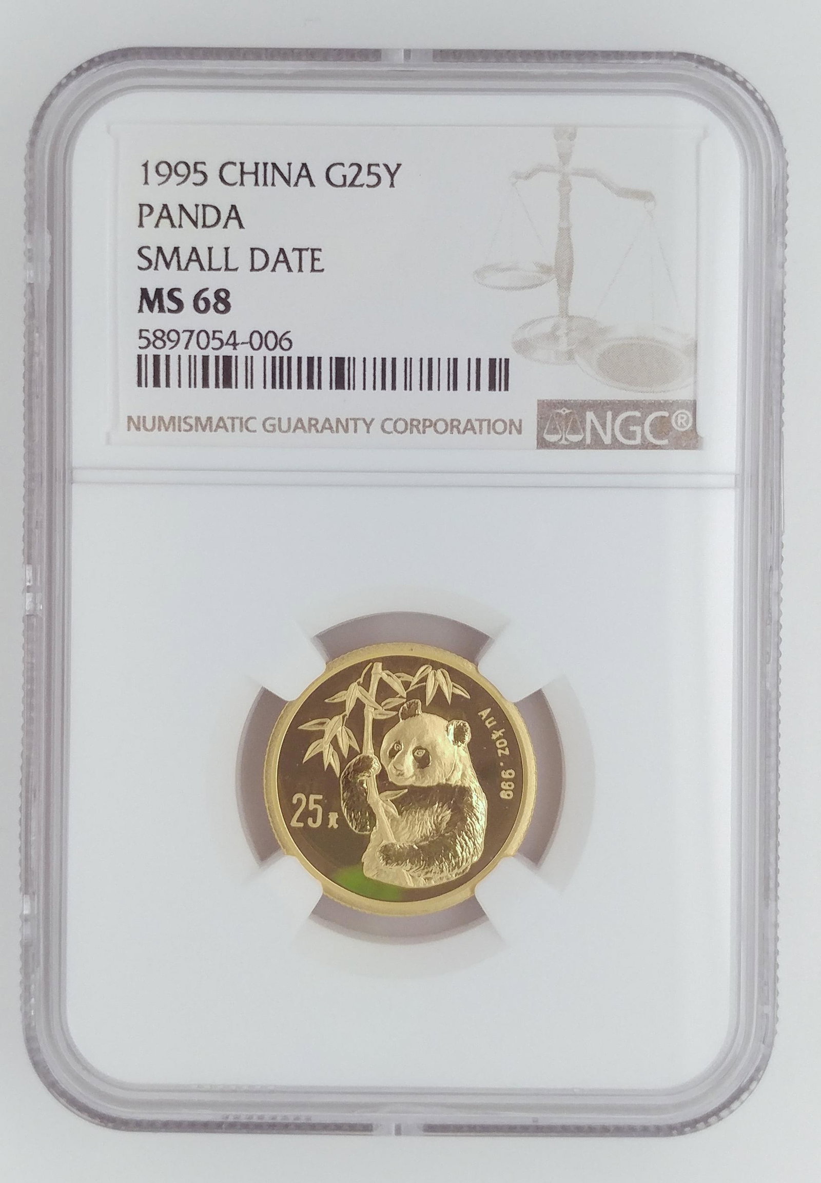 1995 G25Y Small Date 1/4 Ounce Gold Panda NGC MS68 (1 of 2)