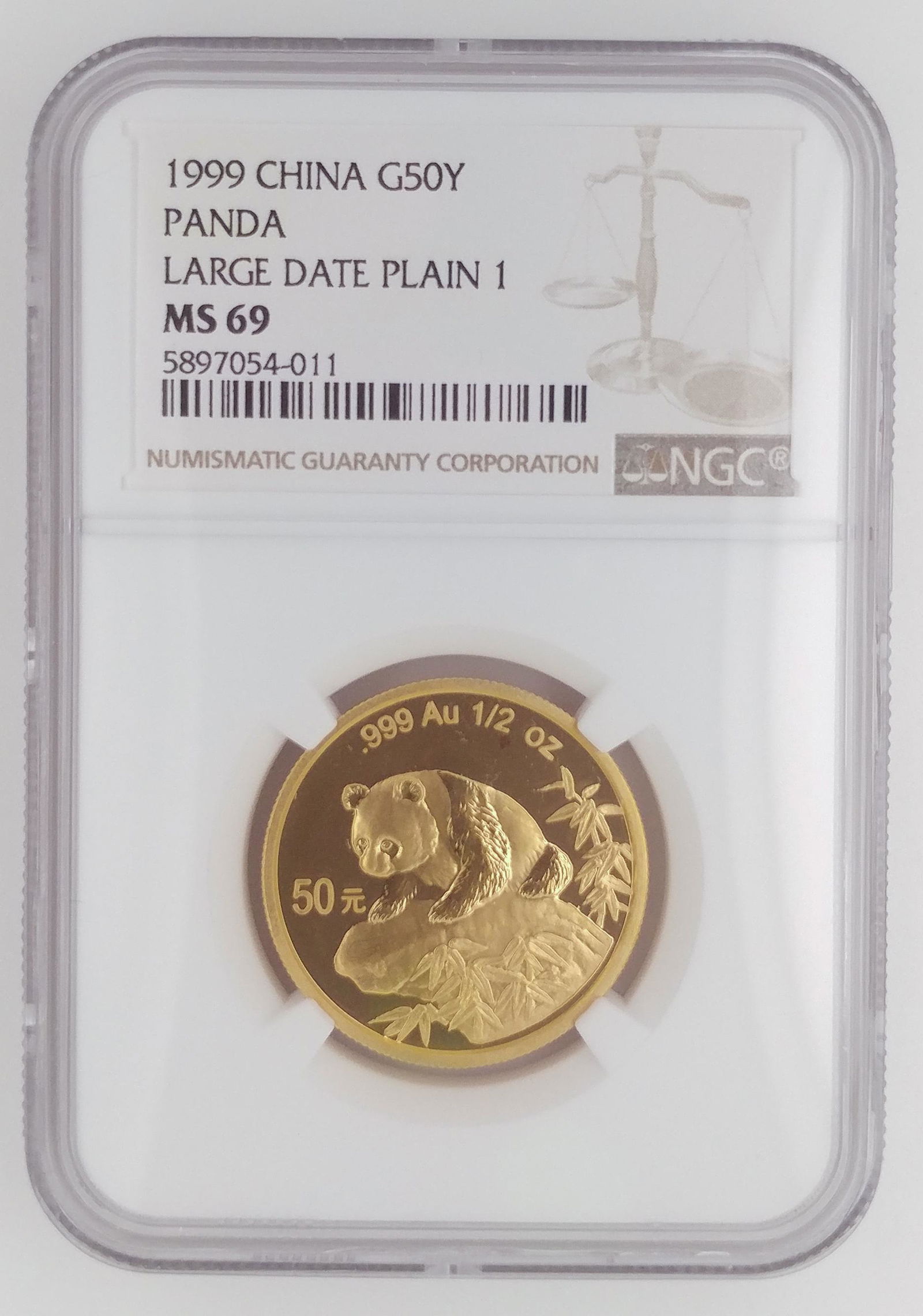 1999 Large Date G50Y 1/2 OZ. Gold Panda NGC MS69 (1 of 2)