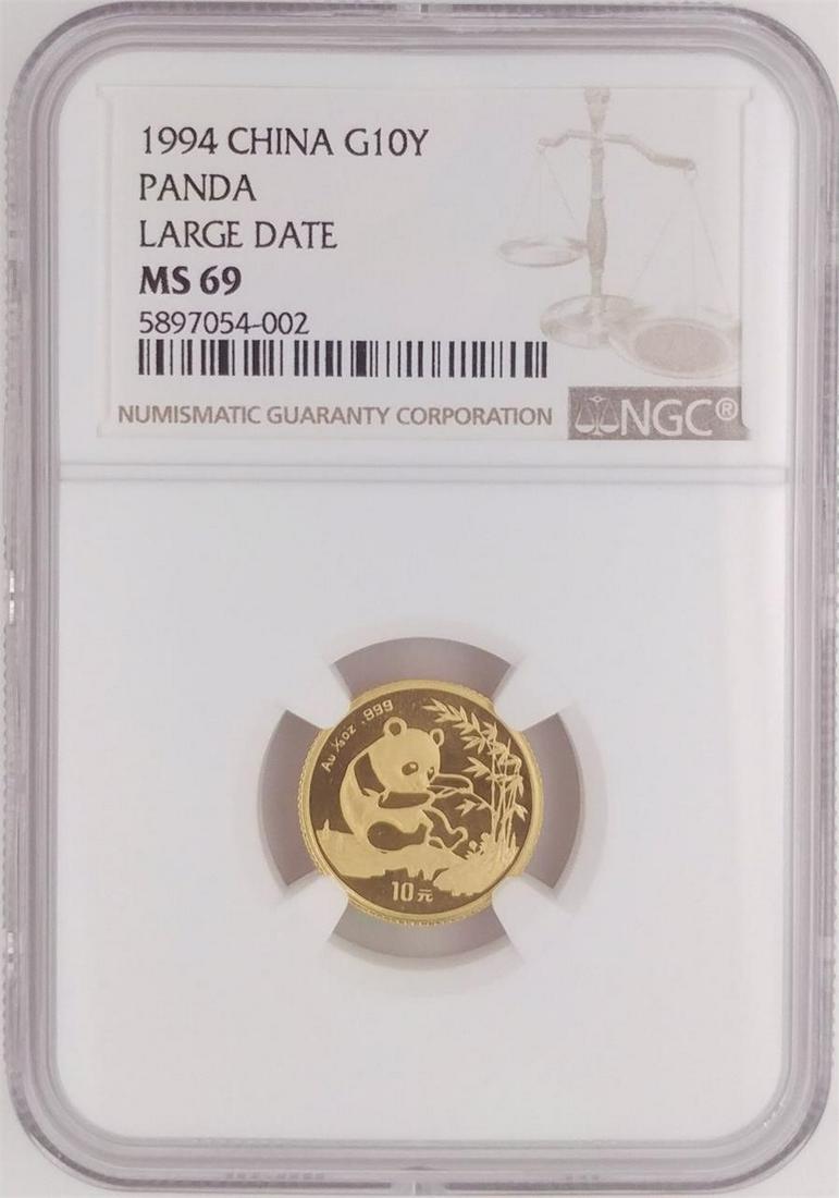 1994 Large Date China G10Y 1/10 oz Panda NGC MS69 (1 of 2)
