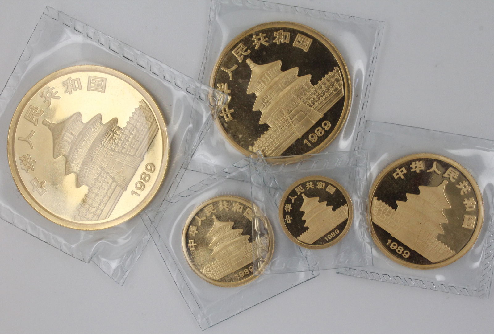 1989 Five Coin Gold Panda Small Date Set OMP (1 of 2)