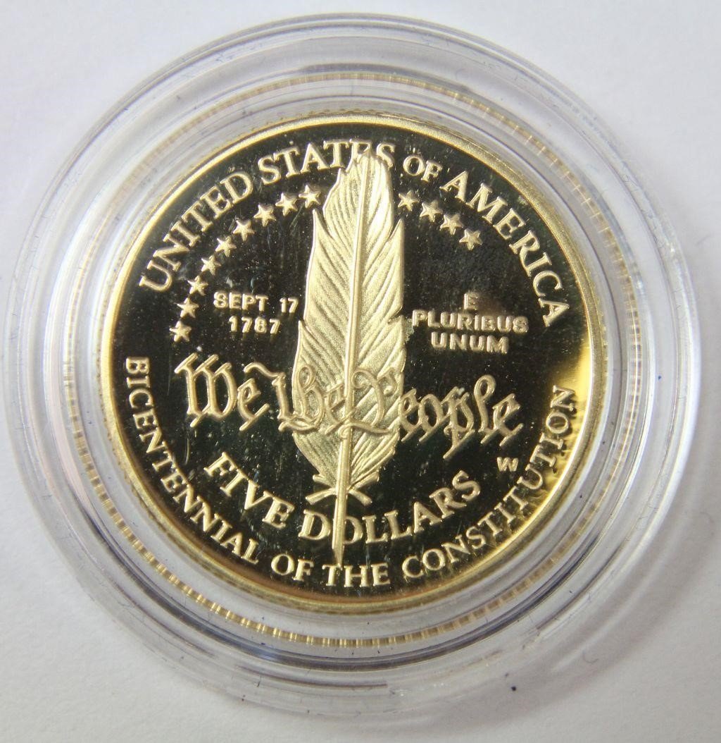 1987 Gold US Constitution $5 Proof Coin (1 of 4)