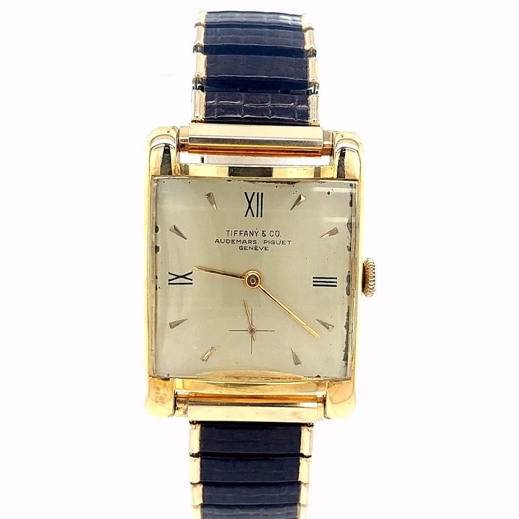 1950s 18k Audemars Piguet Tiffany Mens Watch: RARE circa 1950s mechanical 18 jewels Audemars Piguet for Tiffany 50 years of service Baltimore Gas & Electric Company. Case is solid 18k. Serial on casse is # 51573 Case measures 35X25. Movement # is
