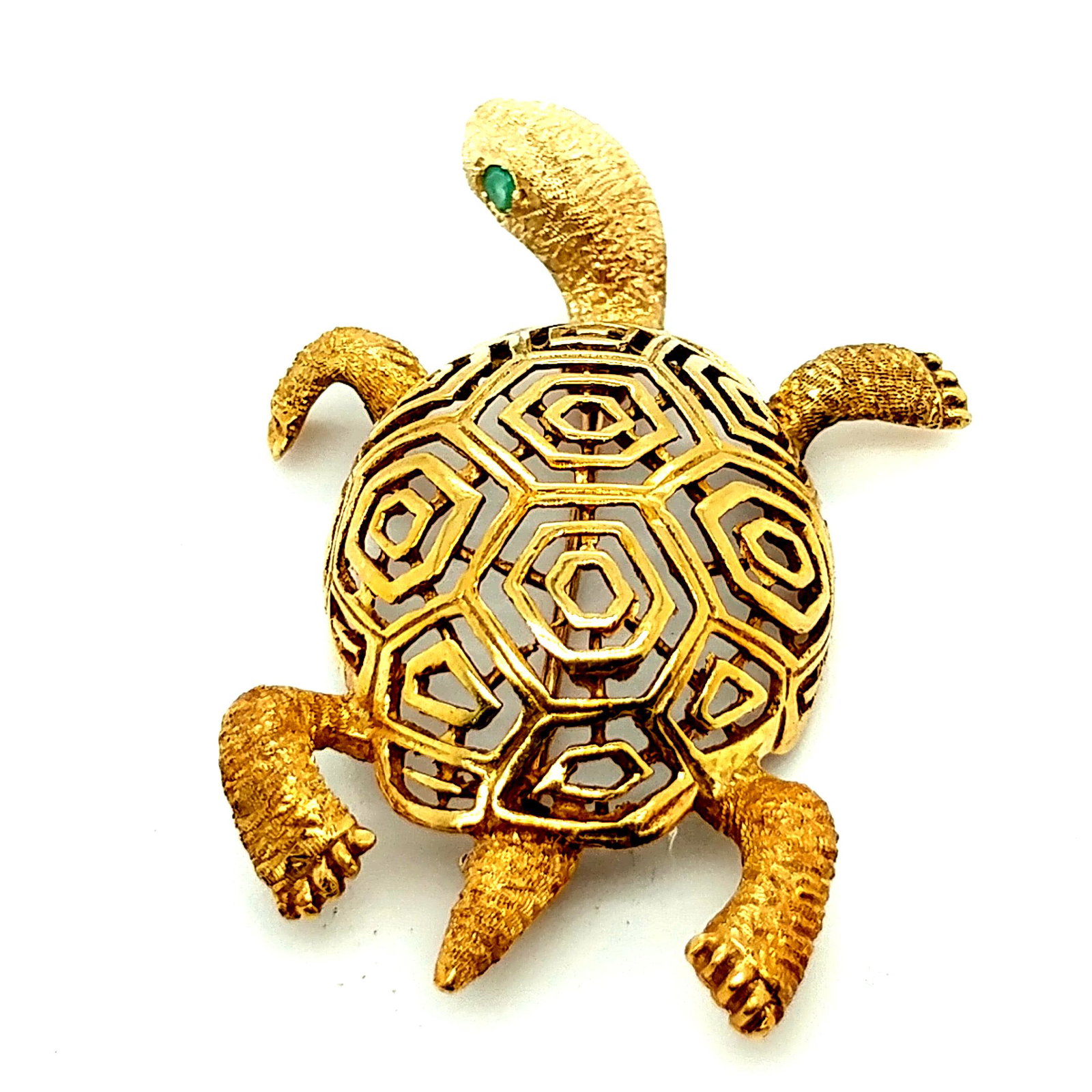 Signed 18K YG Turtle Brooch (1 of 4)