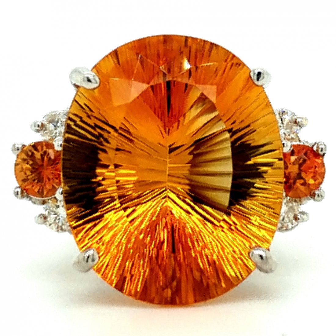 Certified 14K WG Citrine and Diamond Ring (1 of 6)