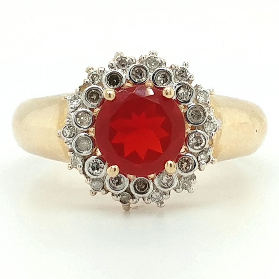 14K YG Mexican Fire Opal and Diamond Ring (1 of 4)