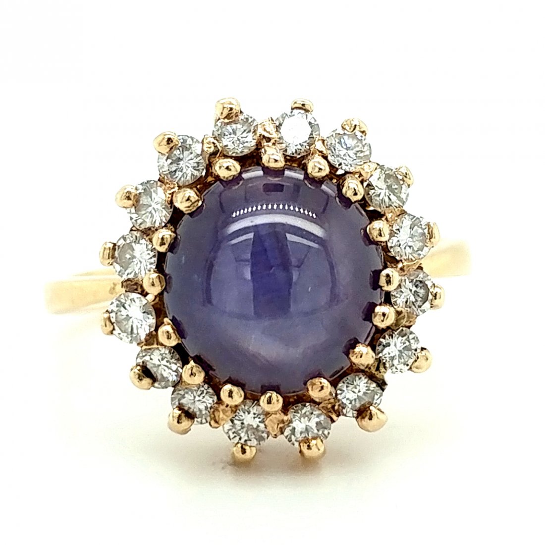 14K YG Star Sapphire and Diamond Ring (1 of 4)