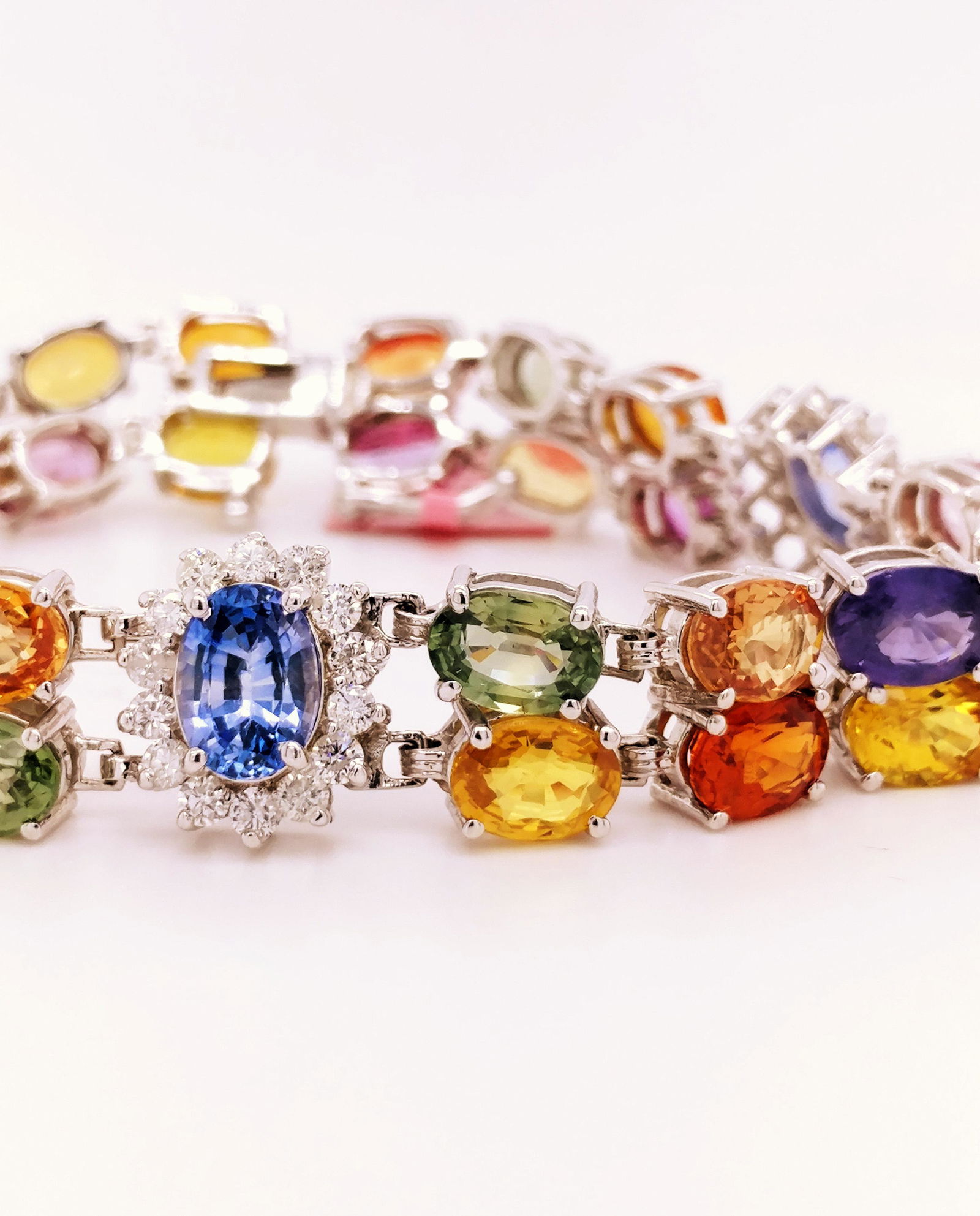 Certified 14K WG Multicolor Sapphire Bracelet (1 of 5)