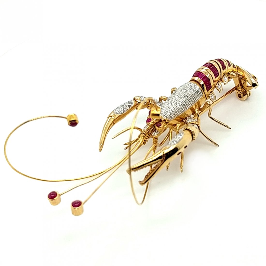 14K YG Ruby and Diamond Lobster Brooch (1 of 7)