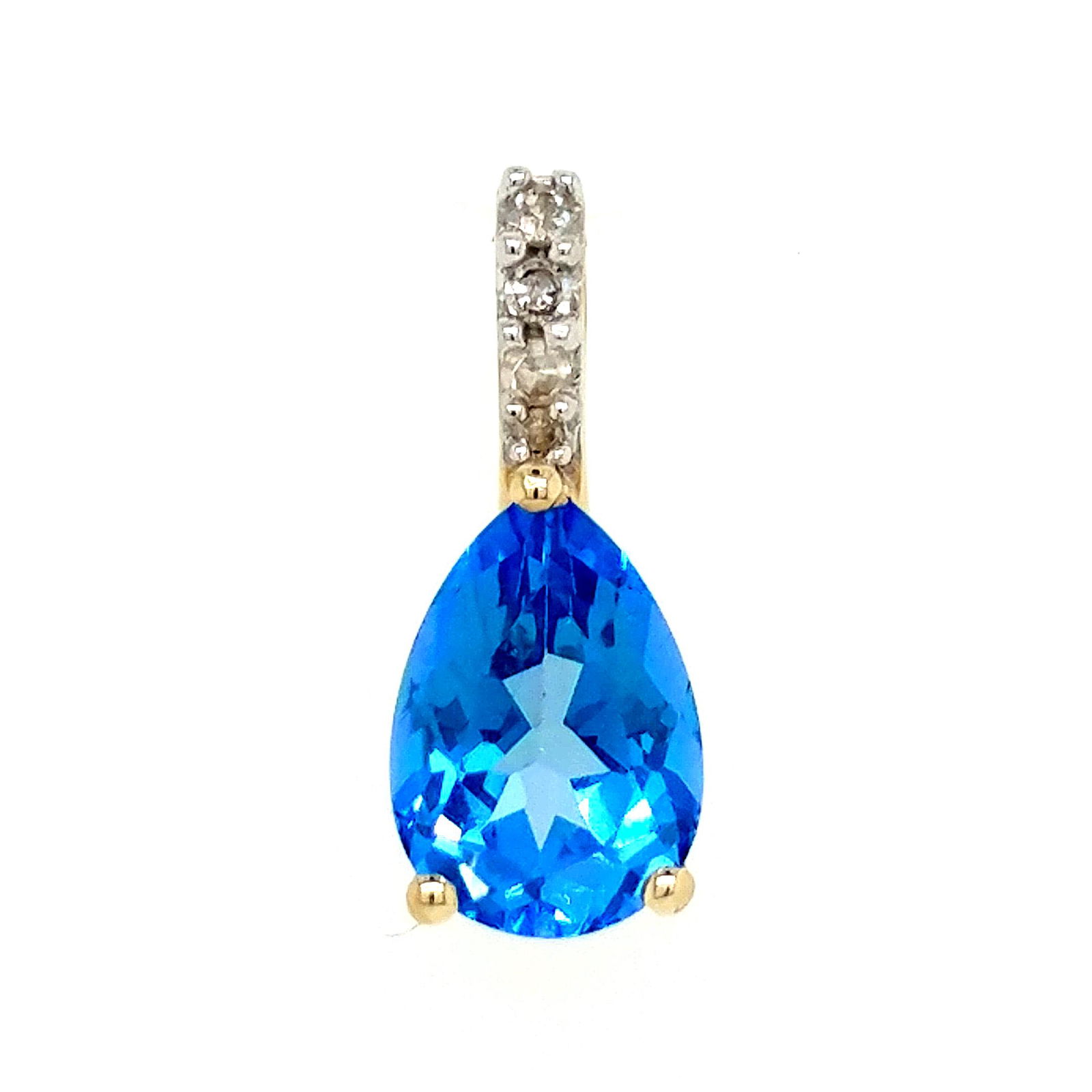 14K YG Diamond & Blue Topaz Pendant (1 of 2)