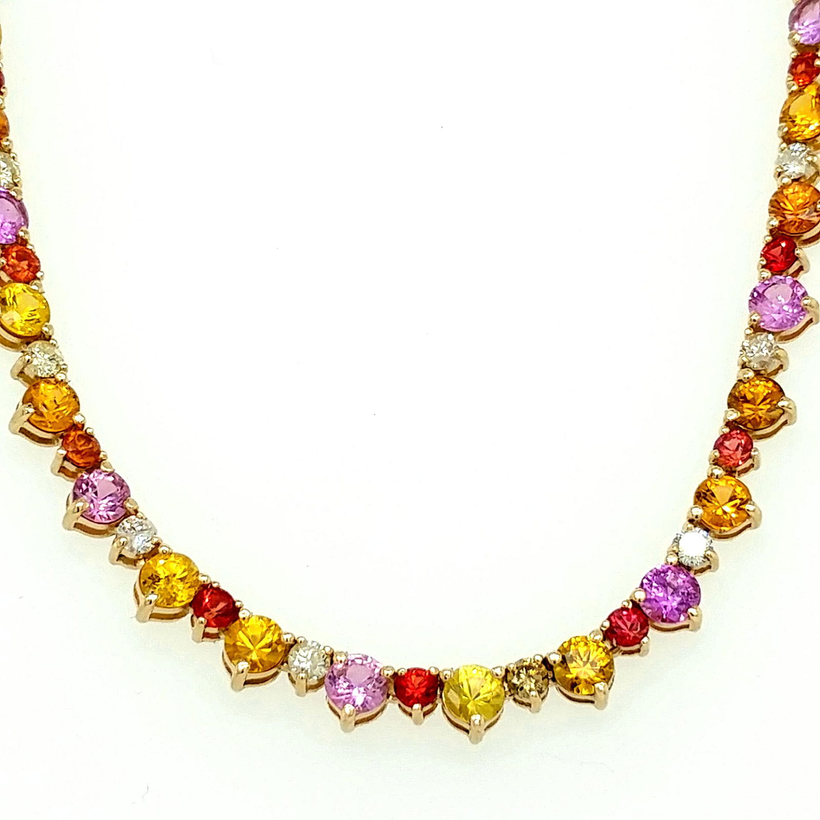 Certified 14K YG Multi Color Sapphire Necklace (1 of 5)