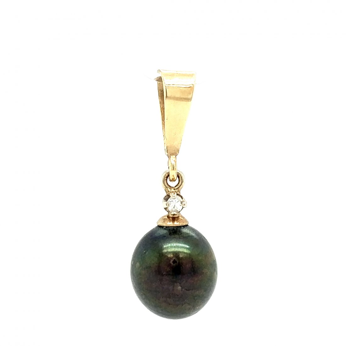 14K YG Black Pearl & Diamond Pendant (1 of 3)