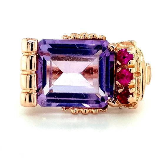 Vintage Rose Gold 14k Amethyst & Ruby Ring (1 of 6)