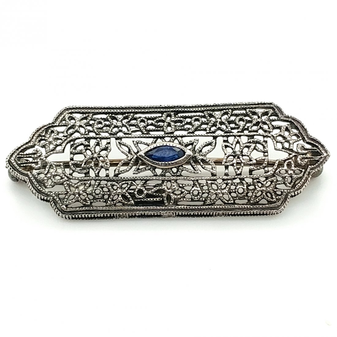 Vintage Sterling Silver Sapphire Brooch (1 of 3)