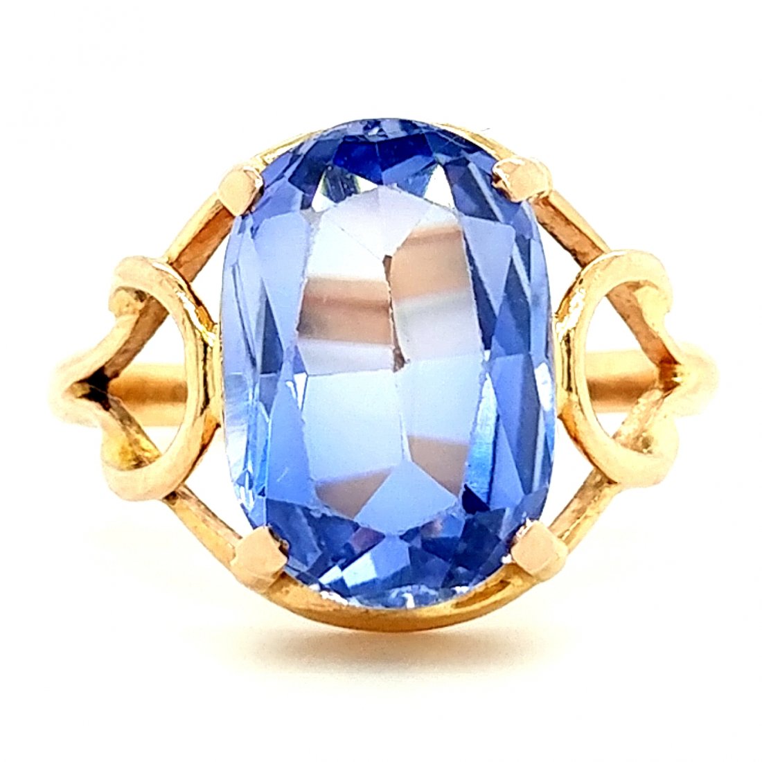 14K Yellow Gold Blue Stone Ring Soviet Hallmark (1 of 5)