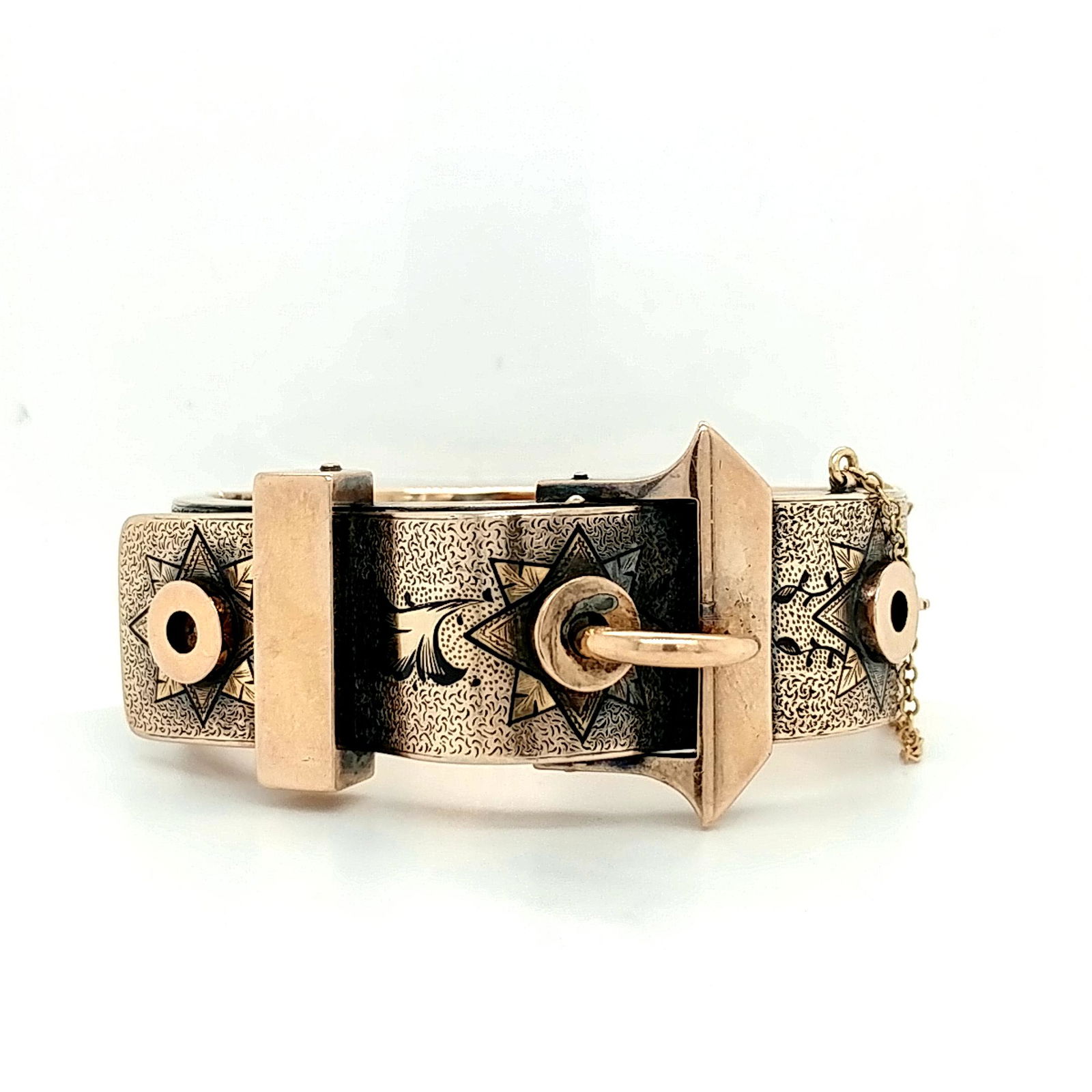 Gold over Sterling Georgian Buckle Bangle Bracelet (1 of 5)