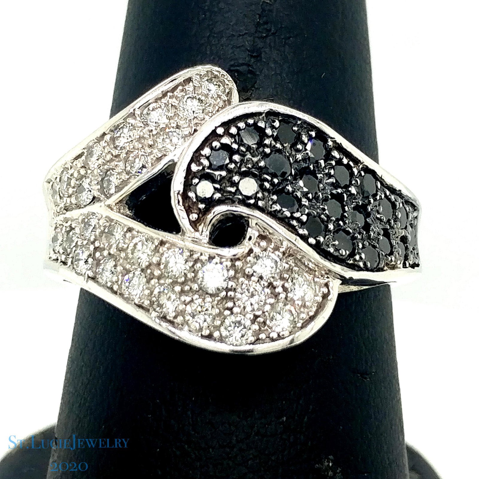 14K White Gold Black and White Diamond Ring (1 of 2)